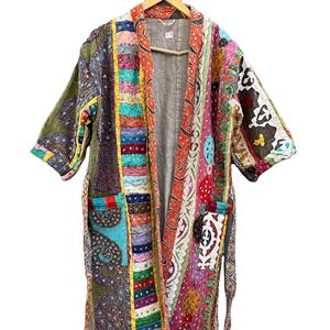 Chaquetas Kantha de Algodón con Patchwork Hechas a Mano de Nuevo Estilo para Mujer, Abrigo Largo Acolchado Vintage de Invierno, Talla Única - Product Image 1