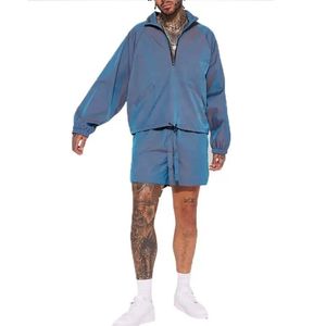 Tallas grandes Precio al por mayor Hombres Poliéster pesado Media cremallera Ropa casual Nuevo diseño Cortavientos de invierno Conjuntos cortos - Product Image 1