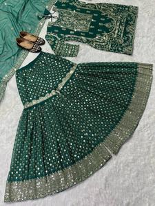 Boolywood สไตล์ plazo kurti georgette เทียมหนักกับงานปักลำดับหนาแขนเต็มกับ latkan dori - Product Image 4