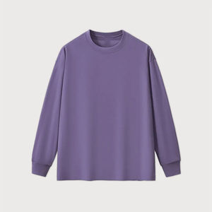 เสื้อสเวตเชิ้ตโอเวอร์ไซส์สำหรับฤดูร้อน แบบยูนิเซ็กซ์ พร้อมโลโก้ OEM แบบกำหนดเอง ผ้าฝ้าย 100% คอกลม แขนยาว ทรงหลวม แฟชั่นเสื้อยืดสำหรับผู้ชาย - Product Image 3