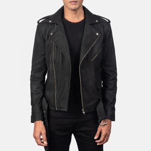 Veste en cuir de mouton noir personnalisée de conception supérieure 2025 pour hommes veste de moto d'hiver matelassée vintage - Product Image 2