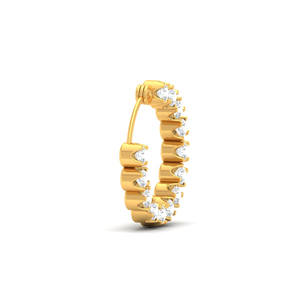 Anneau de nez traditionnel fabriqué en or jaune 18 carats avec des diamants de laboratoire de couleur VVS Clarity DEF Beaux bijoux de conception indienne - Product Image 2