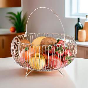 Corbeille à fruits décorative en métal pour présentoir de table Organisation de comptoir de cuisine et décoration intérieure moderne - Product Image 4