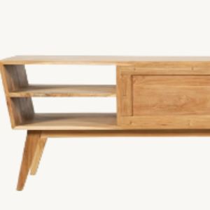 Mueble de TV y Mesa de Centro Estilo Minimalista Trapeze-150 con Combinación de Madera de Teca de Estilo Moderno y Dos Cajones - Product Image 5