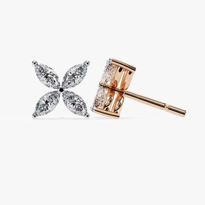 Wholesale 10K/14K/18K Solid White Gold/ rose gold Marquise Cut Lab Diamond Jewelry Stud <b>Earrings</b> At Affordable Price - Product Image 3