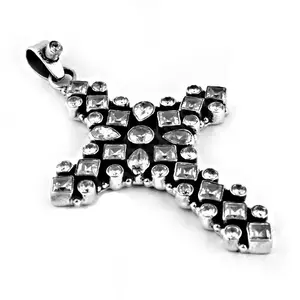 925 Silver Cubic Zirconia <b>Cross</b> Pendant for Women Elegent Crystal <b>Charms</b> for Gift Jewelry - Product Image 2