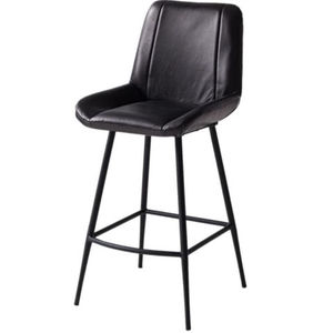 Tabouret de bar en cuir industriel moderne avec dossier en fer et cadre en bois pour la cuisine, le salon, la salle à manger, les meubles de restaurant, chaise - Product Image 6