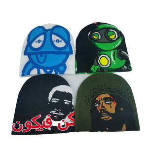 Custom Jacquard Knit <b>Beanie</b> Winter Hat 3D Embroidery Y2K Style Bold Text Design <b>Streetwear</b> Fashion Soft Acrylic Warm Logo OEM - Product Image 3