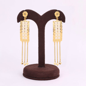Traditional Gold-Plated Long Dangle Earrings Set Luxury Fashion Chain <b>for</b> <b>Weddings</b> and Formal Occasions - Product Image 1