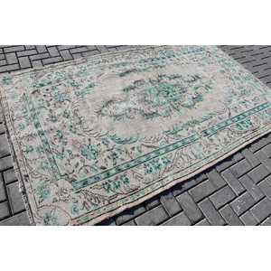 พรมขนาด 5x8.6 ฟุต, พรมตุรกีโบราณขนาดใหญ่, พรมขนสัตว์สีเบจ - Product Image 2