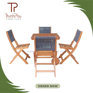 Hoàn Chỉnh Thiết Lập Rắn Gỗ Phong Cách Ngoài Trời Đồ Nội Thất Sân Vườn Bàn Ghế Gói Miếng Cho Cà Phê Cửa Hàng Nhà Hàng Thanh Nhà Hàng Biệt Thự - Product Image 6