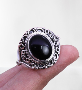 925 Sterling Silver <b>Black</b> <b>Onyx</b> Spinner <b>Ring</b> Handmade Gemstone <b>Ring</b> 925 Sterling Silver Promise <b>Ring</b> Natural <b>Ring</b> Stamp Jewelry - Product Image 1
