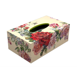 กล่องใส่กระดาษทิชชู่ทรงสี่เหลี่ยมผืนผ้าลายดอกไม้หรูหรา - Product Image 1