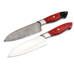 Ensemble de cuisine écologique en acier inoxydable 3cr13 en cinq pièces, manche en bois, motif damas au laser, couteau à découper, couteau de chef, couteau à éplucher - Product Image 4