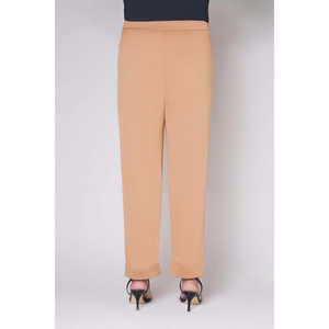 Pantalon taille haute en tissu crêpe anti-plis, modèle WG-WS-22-W15 B, avec décoration de revers unis teints - Product Image 3