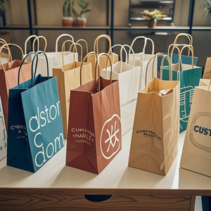 Bolsa de Papel Kraft Ecológica, Resistente y de Alta Calidad con Asa Plana de Algodón, Impresión Digital de Grado Alimenticio - Product Image 1