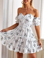 Robe d'été la plus vendue, tissée, élégante, à manches courtes, longueur genou, coupe trapèze, ajustée, pour femme, décontractée, imprimé floral, lavable, naturelle