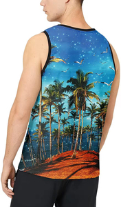 เสื้อกล้ามออกกำลังกายผู้ชาย สีพื้น พิมพ์ลายแบบซับลิเมชั่นเต็มตัว สไตล์ไฮสตรีท เป็นมิตรกับสิ่งแวดล้อม เนื้อผ้านุ่ม ระบายอากาศดี สำหรับเล่นกีฬาและฟิตเนส ขายส่ง - Product Image 6