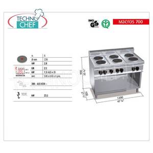 Cuisinière électrique 6 plaques sur four GN 2/1, Kw.23.1 - Product Image 2