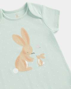 Nuevo diseño Unisex verano mameluco medias mangas 100% algodón tejido conejo patrón transpirable cuidado infantil ropa Paquete 2 ODM - Product Image 2