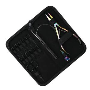 Kit d'outils pour extensions de cheveux tout-en-un, pinces à sertir plates, sertisseuse à perles, ciseaux à cheveux rapides, aiguilles courbées, pinces de sectionnement - Product Image 1