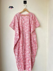 ชุดคลุมยาวถึงเข่าทำจากผ้าฝ้ายออร์แกนิคทำมือสไตล์อินเดียชุดคลุมชายหาดชุดใส่นอนชุดแมกซี่ชุดบิกินี่ฟรีไซส์ของขวัญ - Product Image 4