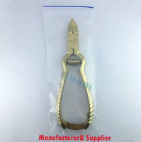 Outil en acier de manucure coupe-ongles robuste de meilleure qualité avec action de ressort pour ongles incarnés enduit de couleur or pour les doigts