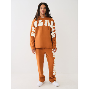 Sweats à capuche complets à imprimé bouffant bas en détresse conception d'impression personnalisée épaule tombante surdimensionné hiver sweats à capuche en coton unisexe - Product Image 1