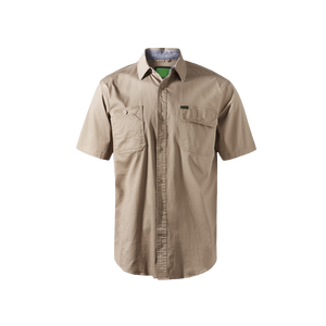 Chemise de travail australienne à manches courtes Button Dwon Beige - Product Image 1