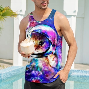 Camisetas sin mangas para hombre, camisetas sin mangas de algodón con Sisa caída, chalecos de gimnasio personalizados lisos - Product Image 2