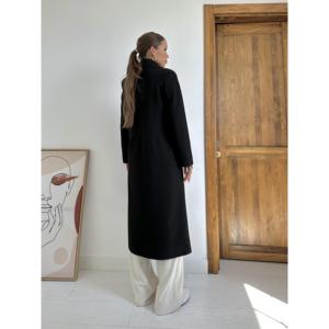 Manteau noir tissé en gros avec chaîne de poche, design élégant et pratique pour les consommateurs soucieux de la mode - Product Image 1