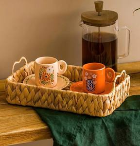 Plateau de service en jacinthe d'eau tissé à la main plateau décoratif côtier Style rustique pour la nourriture plateau en jacinthe d'eau pour le service alimentaire - Product Image 5