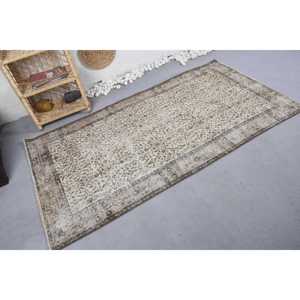 Alfombra turca Vintage de área grande, Beige, marrón, clásico, rectangular, diseño de retazos, látex de lana para dormitorio, pasillo, 3,7x7,1 pies - Product Image 2