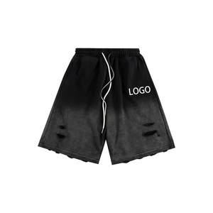 Vente en gros 2025 Short délavé à l'acide de style High Street pour hommes Jogger en coton éponge français délavé au soleil avec motif solide 100% coton - Product Image 3
