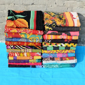 Wholesale Indian Vintage Kantha <b>Quilt</b> Handmade Cotton Throw Reversible Blanket <b>Bedspread</b> Patchwork Gudri <b>Quilts</b> for Home Decor - Product Image 2