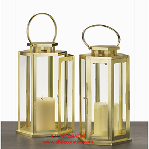 Linterna de vela de diseño hexagonal antiguo rústico de Metal para decoración de boda y fiesta portavelas hecho a mano para la venta - Product Image 3