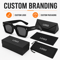 Lunettes de soleil polarisées carrées rétro en acétate Mellume OEM ODM avec logo personnalisé, unisexe, vente en gros, lunettes de soleil carrées épaisses UV400 pour femmes