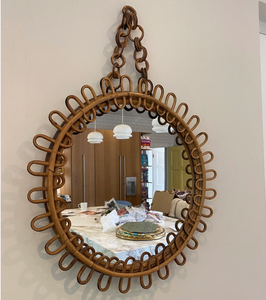 Venta al por mayor 2023 Vietnam respetuoso con el medio ambiente hecho a mano material sostenible decoración de la casa ratán colgante de pared espejos marrones - Product Image 5