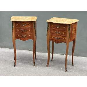 Mesitas de Noche de Estilo Francés Exquisito con Cubiertas de Mármol |   Mesitas de Noche Hechas a Mano con Tres Cajones |   Dormitorio Moderno Personalizable - Product Image 3