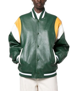 Custom Logo Vintage Streetwear Leather Baseball Varsity Letterman <b>Jacket</b> for Men Casual Woven Work <b>Jacket</b> for man - Product Image 1