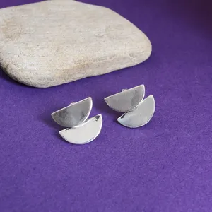 Pendientes de Moda para Mujer, Diseño Geométrico Plateado, Joyería Moderna - Product Image 2