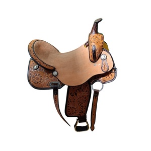 ROYAL INTERNATIONAL Selle de course western en cuir de qualité supérieure, sculptée à la main, avec assise rugueuse - Product Image 1
