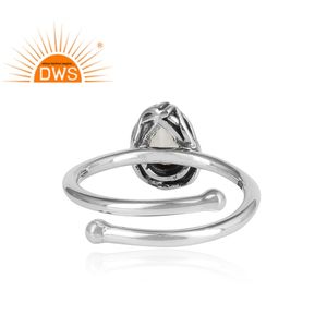 Mejor Venta de plata esterlina oxidada Natural Arco Iris Luna piedra apilable anillo personalizado joyería fabricante - Product Image 5