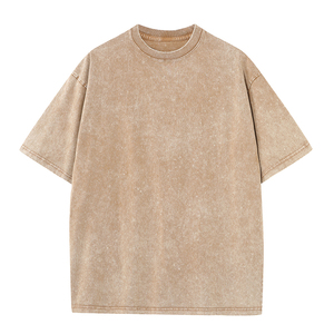 Haute qualité hommes rétro lavage à l'acide T-Shirt Logo personnalisé Vintage surdimensionné Streetwear 180 grammes coton blanc vêtements décontracté rue - Product Image 4