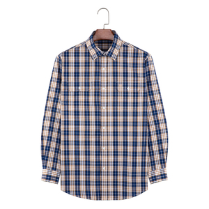 เสื้อเชิ๊ตผ้าฝ้ายลายสก็อตแขนยาวสำหรับผู้ชาย, เสื้อเชิ้ตผ้าฝ้ายลายสก็อตผ้าฝ้ายย้อมสี100% ใส่สบายสำหรับฤดูใบไม้ร่วง - Product Image 1