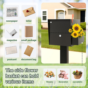 Buzón con cerradura JH-Mech con jardinera decorativa navideña <span class=keywords><strong>para</strong></span> <span class=keywords><strong>exterior</strong></span> de casa, buzón de gran capacidad <span class=keywords><strong>para</strong></span> montaje en pared <span class=keywords><strong>exterior</strong></span> - Product Image 4