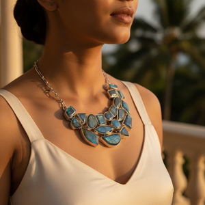 Collier tendance en argent 925 pour femme, avec pendentif en labradorite, motif floral géométrique, chaîne à maillons bohèmes, cadeau idéal, bijoux à porter au quotidien - Product Image 3