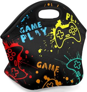 Neoprene Thermal Insulated Lunch <b>Bags</b> Game Theme Reusable Waterproof Zipper Closure Tote Organizer <b>20L</b>/25L Capacity for Work - Product Image 2