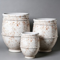Jardinière en ciment de style vintage américain, grande taille, pour extérieur/intérieur, sculptée à la main, durable, avec trou de drainage, pour villa de luxe, jardin