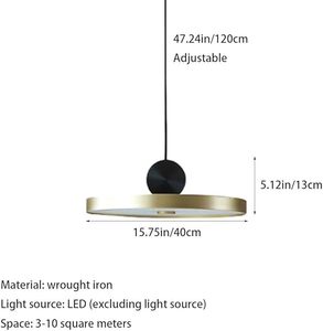 Lampada a Sospensione SIMIG in Stile Arte Moderna, Lampadario a Striscia ad Anello Nero e Oro in Ferro, Adatto <span class=keywords><strong>per</strong></span> Ingresso e Camera da Letto - Product Image 6